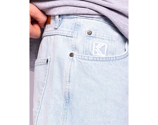 Džíny Karl Kani Small Signature Baggy Five Pocket Denim Bleached Blue
