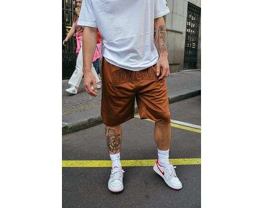 Kraťasy New Era Arch Logo Mesh Shorts - Caramel Brown