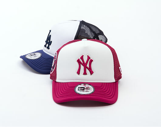 Kšiltovka New Era - MLB World Series 9FORTY Trucker - NY Yankees - Cherry / White