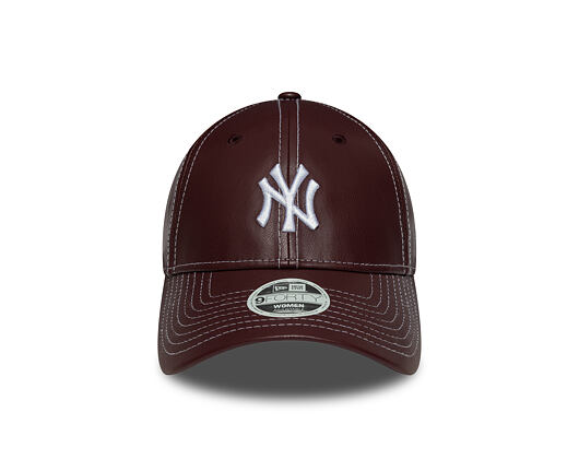 Dámská Kšiltovka New Era - MLB Contrast Stitch PU Leather 9FORTY - NY Yankees - Burgundy / White