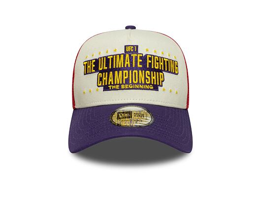 Kšiltovka New Era - UFC MMA Promo Cap 9FORTY Trucker - Cream / Purple