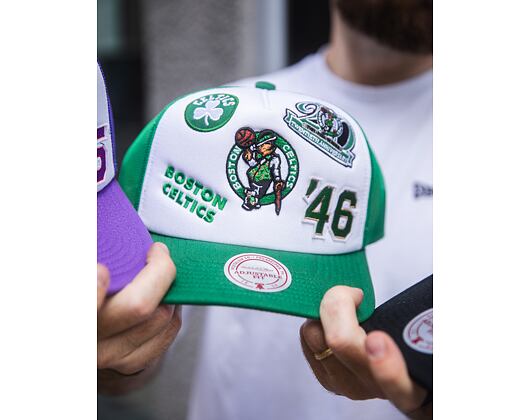 Kšiltovka Mitchell & Ness - Gridlock Trucker - Boston Celtics - White