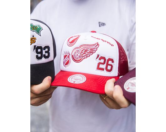 Kšiltovka Mitchell & Ness - Gridlock Trucker - Detroit Red Wings - White