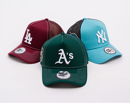 Kšiltovka New Era - MLB Contrast Stitch WS Retro 9FORTY Trucker - Oakland Athletics - Dark Green