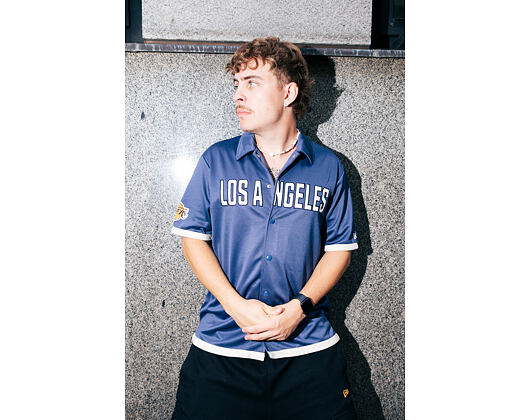 Dres New Era - NBA Button Jersey Shirt - LA Lakers - Muted Indigo