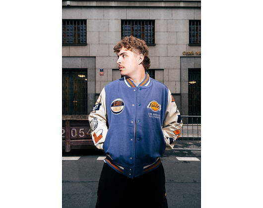 Bunda New Era - NBA Patch Varsity Jacket - LA Lakers - Muted Indigo
