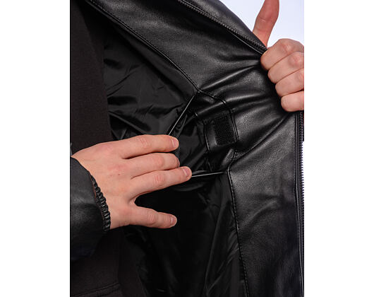 Bunda Karl Kani - Metal Signature Pu Leather Puffer Jacket - Black