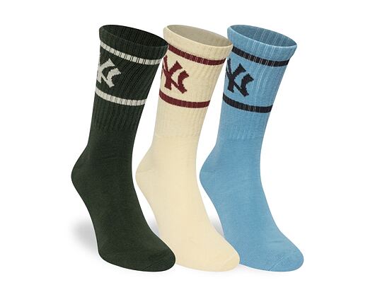 Ponožky New Era - MLB Crew Socks 3pk - NY Yankees - Green / Cream / Blue
