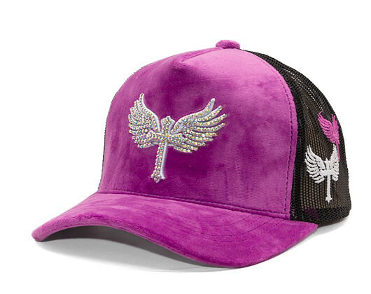 Kšiltovka Reflection Luxury Velvet Rhinostones Grape Purple