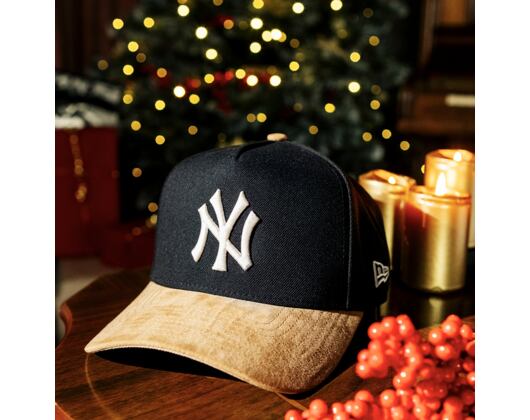 Kšiltovka New Era - MLB Suede Visor 9FORTY A-Frame - NY Yankees - Black / Camel