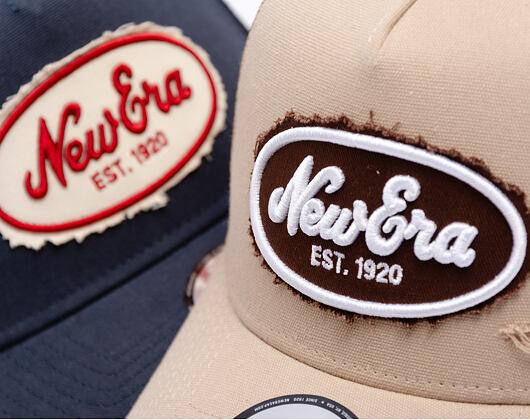 Kšiltovka New Era - Branded Oval Canvas Distress 9FORTY Trucker - Camel