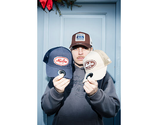 Kšiltovka New Era - Branded Oval Canvas Distress 9FORTY Trucker - Navy