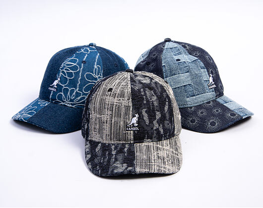 Kšiltovka Kangol - TRENDS PACK - Denim Mashup Baseball - Black Topstitch