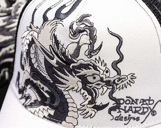 Kšiltovka Ed Hardy - Mono Giant Dragon Twill Front Mesh Trucker - White/Black