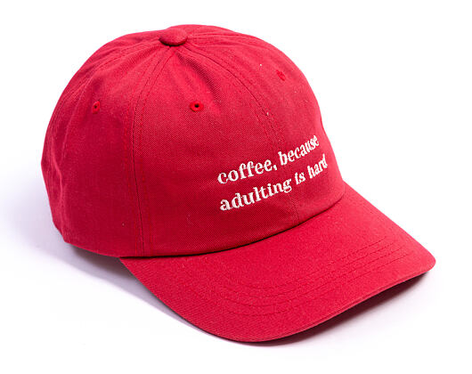 Kšiltovka 8by8 - Dadcap - "coffee, because adulting is hard" - Cranberry