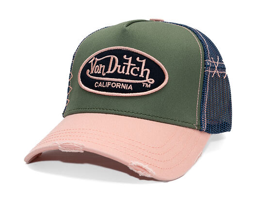 Kšiltovka Von Dutch - Trucker - Cali Patch Olive/Distressed Pink Denim