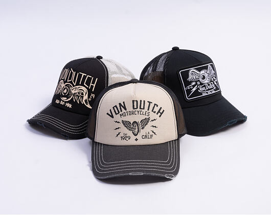 Kšiltovka Von Dutch - Trucker - Calif. Motorcycles 1929 Grey/Distressed Black Denim