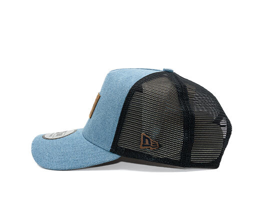 Kšiltovka New Era - Branded Denim Leather Patch 9FORTY A-Frame Trucker - Navy