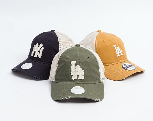 Dámská Kšiltovka New Era - MLB Distress Trucker 9TWENTY Trucker - LA Dodgers - New Olive