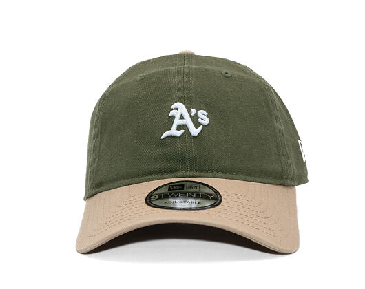 Kšiltovka New Era - MLB Mini Logo Washed Contrast 9TWENTY - Oakland Athletics - New Olive / Camel