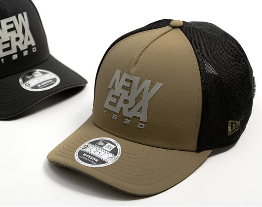 Kšiltovka New Era - Branded Reflective 9FORTY M-CROWN A-Frame Trucker - New Olive
