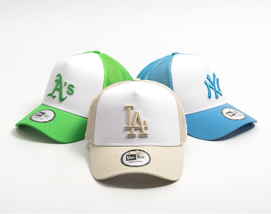Kšiltovka New Era - MLB Essential 9FORTY A-Frame Trucker - LA Dodgers - Stone / White