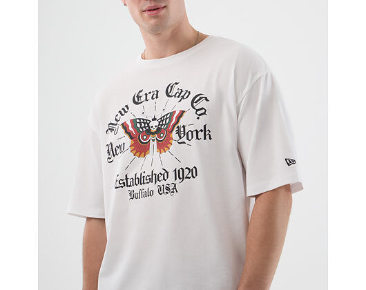 Triko New Era - Branded Oversized Graphic Tee - White