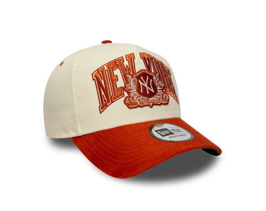 Kšiltovka New Era - MLB Wordmark Suede 9FORTY A-Frame - NY Yankees - Cream / Warm Flame