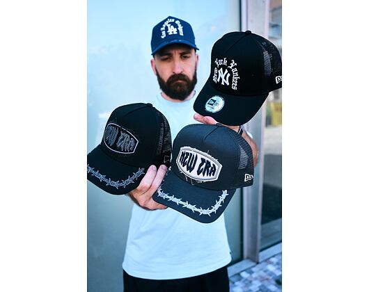 Kšiltovka New Era - MLB Wordmark 9FORTY A-Frame Trucker - NY Yankees - Black