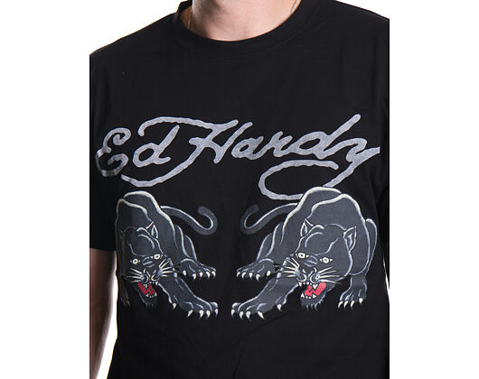 Triko Ed Hardy - Mens Double-Panther Tshirt - Black