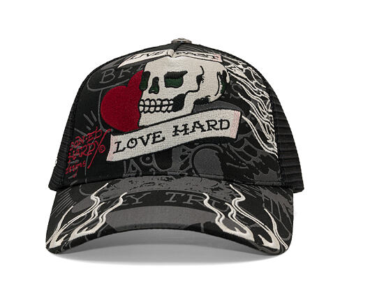 Kšiltovka Ed Hardy - Unisex Live Fast Love Hard 5 Panel Trucker Cap - Black