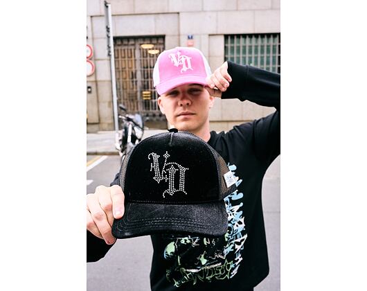 Dámská Kšiltovka Von Dutch - Baseball - Velvet Rhinestone Logo - White / Pink
