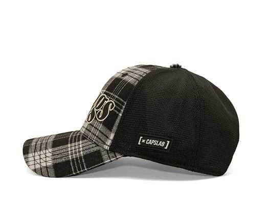 Kšiltovka Capslab - Looney Tunes Trucker - Bugs Bunny Script Checkered - Black / White