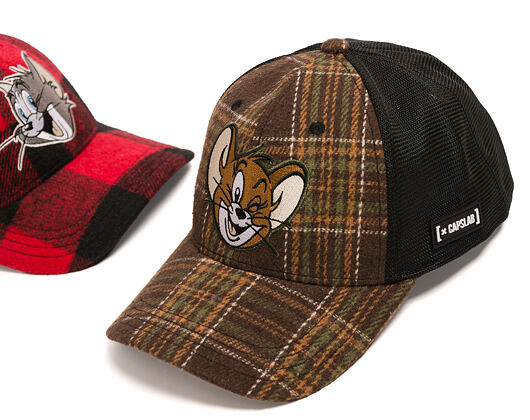 Kšiltovka Capslab - Tom & Jerry Trucker - Jerry Wink Checkered - Brown / Black