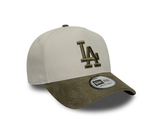 Kšiltovka New Era - MLB Suede Visor 9FORTY A-Frame - LA Dodgers - Stone / New Olive