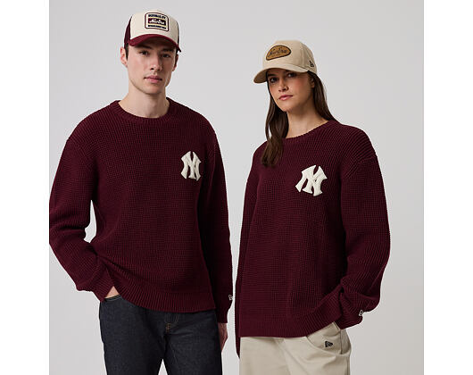 Mikina New Era - MLB Waffle Knit Crew - NY Yankees - Maroon