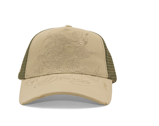 Kšiltovka Ed Hardy - Outline Dragon Distressed - Khaki