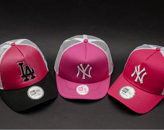 Kšiltovka New Era Front On Los Angeles Dodgers Trucker Pink/White/Black Snapback