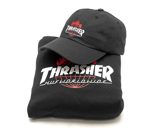 Mikina S Kapucí HUF Thrasher Tour De Stoops Black