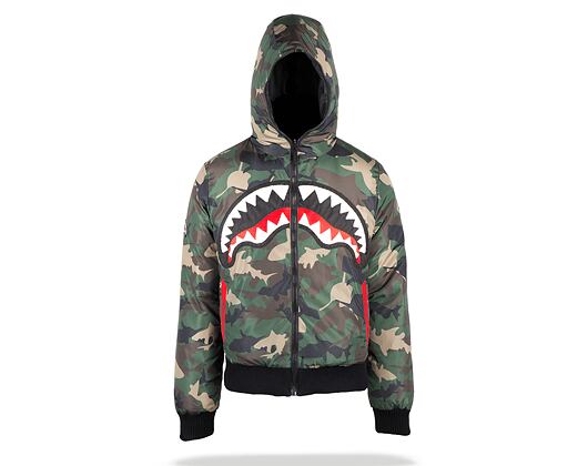 Oboustranná péřová zimní bunda Sprayground Shark Mouth Reversible Camo