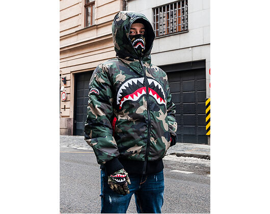 Oboustranná péřová zimní bunda Sprayground Shark Mouth Reversible Camo