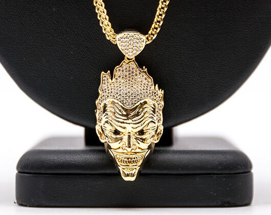 Pozlacený Řetízek na krk King Ice The 14K Gold 3D Joker Necklace from Batman