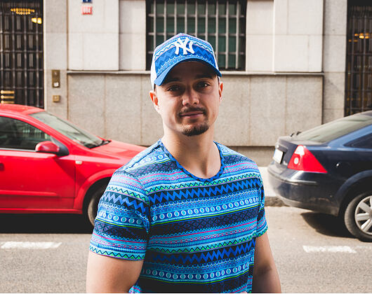 Triko New Era Native AOP Tee Blue Azure