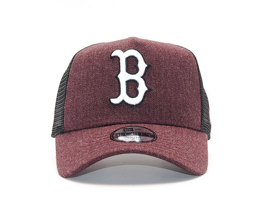 Dětská Kšiltovka New Era Seas Heather Aframe Trucker Boston Red Sox 9FORTY Youth Heather Maroon/Whit