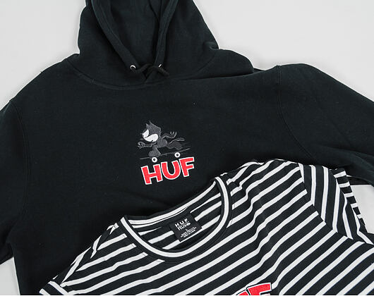 Mikina S Kapucí HUF Felix The Cat Hooded Sweatshirt Skate Black