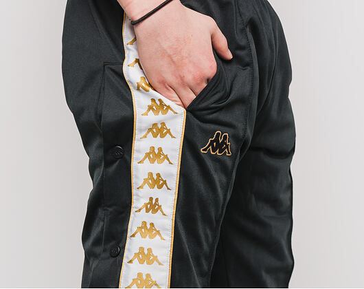 Tepláky Kappa Banda Astoria Snaps Slim Black/White/Gold