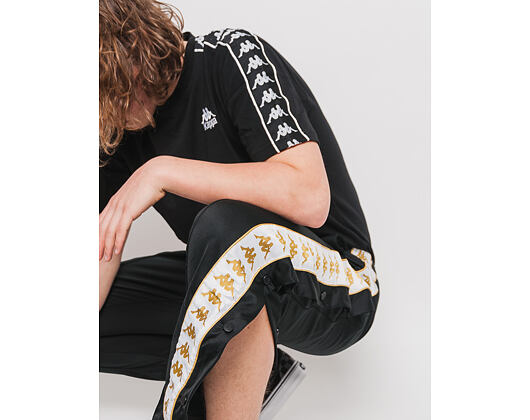 Tepláky Kappa Banda Astoria Snaps Slim Black/White/Gold