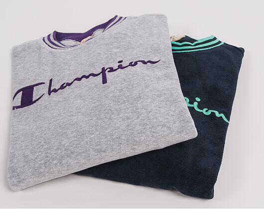 Mikina Champion Crewneck Sweatshirt Classic Logo Grey/Purple