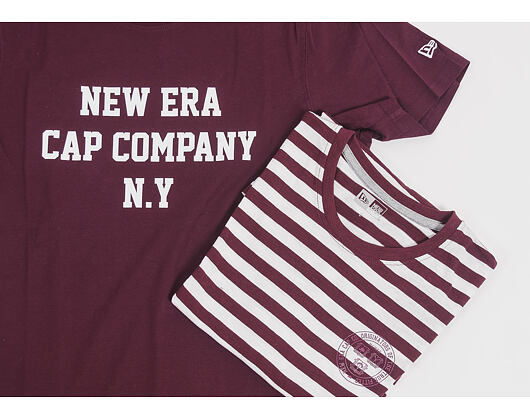 Triko New Era Ne College Pack Stripped Tee Maroon/White
