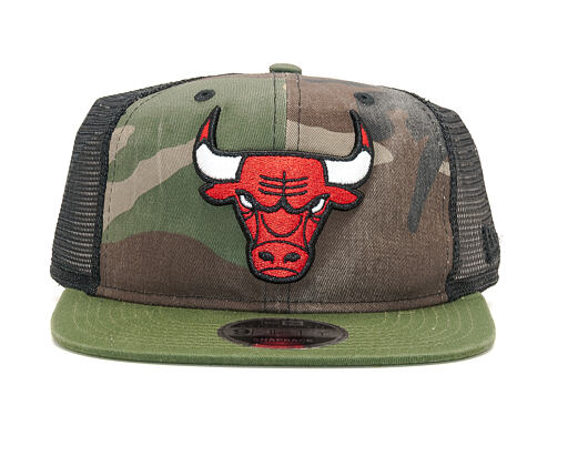 Kšiltovka New Era Trucker Washed Camo Chicago Bulls 9FIFTY Woodland Camo Snapback